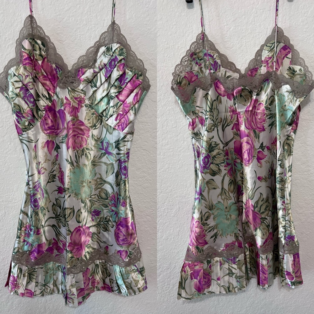 Vintage Victorias Secret Gold Label Floral Lingerie Slip Dress Size Medium
